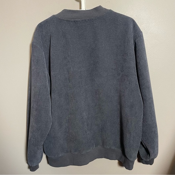 White Fox Sweatshirt Gray Corduroy Casual Pocket Logo - Picture 2 of 9